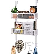 HapiRm Over The Door Organizer with 9 Coat Hooks and 2 Baskets, Stainless Steel Rustproof & Water...