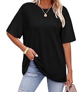 ADOREJOY Oversized Tshirts for Women Crewneck Summer Short Sleeve Loose Graphic Basic Tees