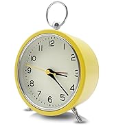 Analog Alarm Clock with Night Light for Kids, 4" Vintage Silent Non-Ticking Tabletop Clock for Sh...