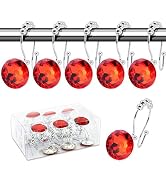BEAVO Decorative Shower Curtain Hooks,12 Pcs Double Glide Shower Curtain Rings Stainless Steel Ru...