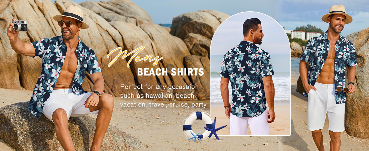 COOFANDY Mens Tropical Shirts Short Sleeve Resort Wear