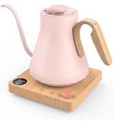 Epeios Gooseneck Electric Kettle with Temp Control,1200W,0.9L,Pink Walnut