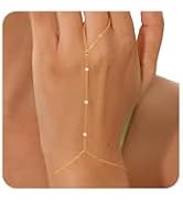Gokeey Gold Hand Chain Bracelet for Women Trendy, Dainty 14k Gold Ring Bracelet Hand Chain Finger...