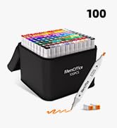 MemOffice 100 Colors Dual Tip Artist Alcohol Markers Set with Carrying Case - Perfect for Colorin...