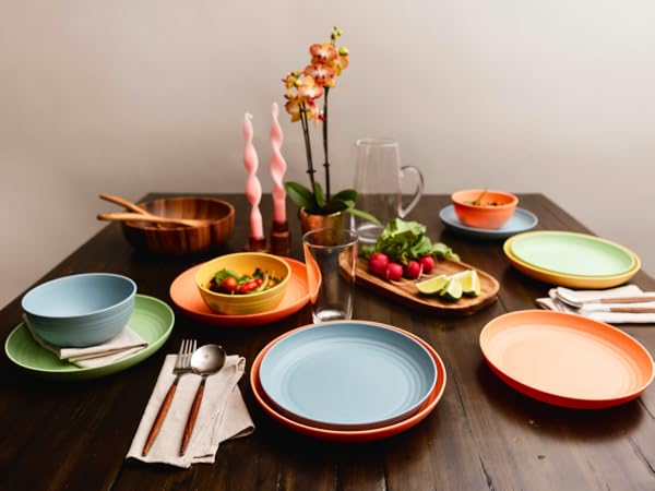Fruit Bowls Family Dinner Dining Table Thanks Giving Plates Deep Dish Plates