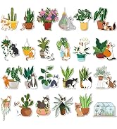 MALLMALL6 24 Pcs Cute Cat and Plant Fridge Magnets Spring Decor Accessories Unique Present for Ca...