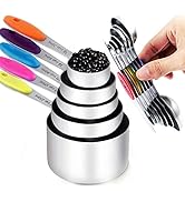 TILUCK measuring cups and magnetic measuring spoons set, stainless steel measuring cups, 6 double...