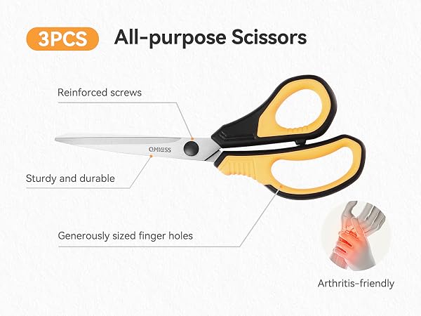 8.5" Scissors All Purpose 3 Pack