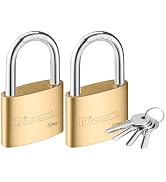 Disecu Solid Brass Keyed Padlock, 2 Inch (50mm) Wide Body, 1.7 Inch Shackle Outdoor Waterproof Lo...