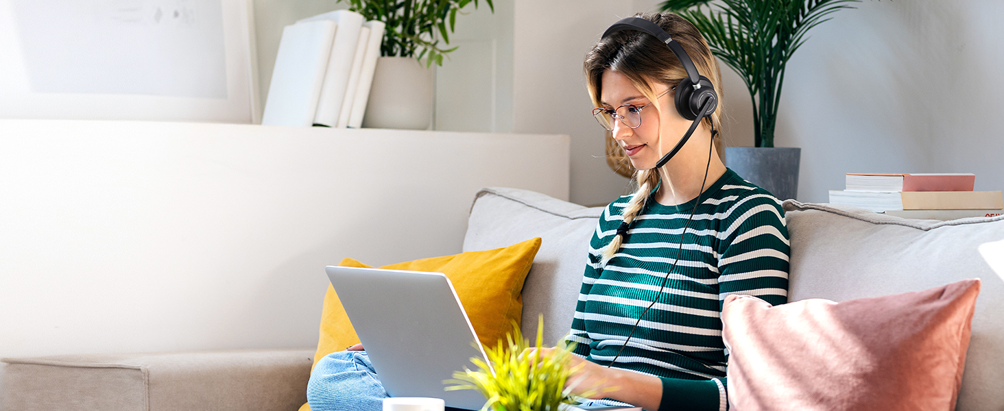 usb headset with microphone for pc laptop 3.5mm wired computer headset headphone with microphone