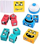 Wooden Face Changing Magic Cube Building Blocks Game Matching Expression Puzzle Toy Board Games f...