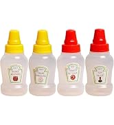 Juroicessry 4Pcs Mini Ketchup Bottles, 25ml Refillable Condiment Squeeze Bottle Salad Dressing To...