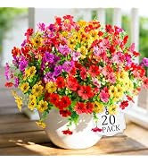 20 Pcs Artificial Flowers for Outdoors Fake Flowers UV Resistant, Artificial Plants Outdoor Indoo...