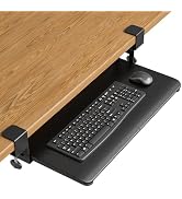 BONTEC KMT01 Under Desk Keyboard Tray, Pull-Out Keyboard & Mouse Platform with C-Clamp, 25.6 x 11...