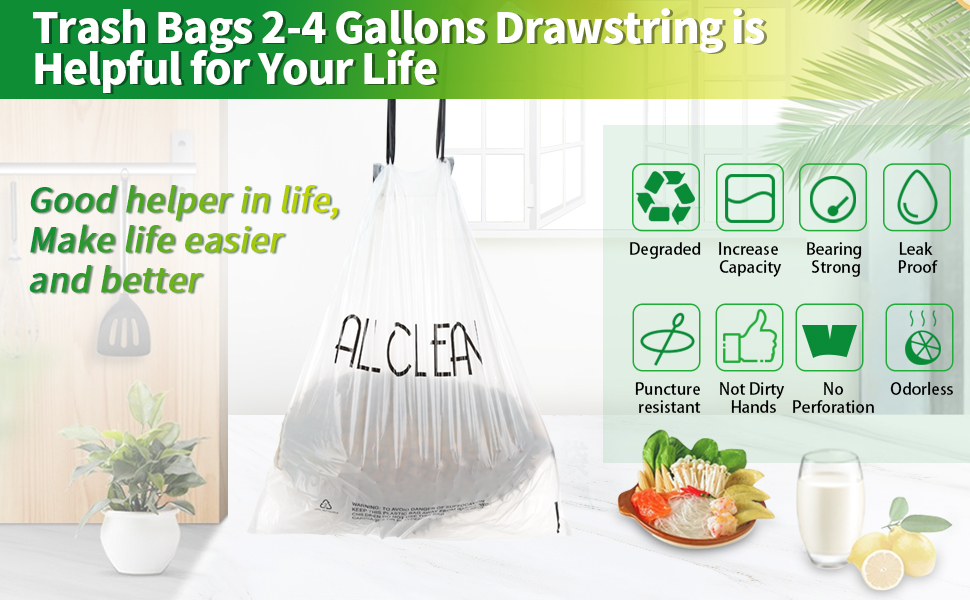 4 gallon drawstring trash bags