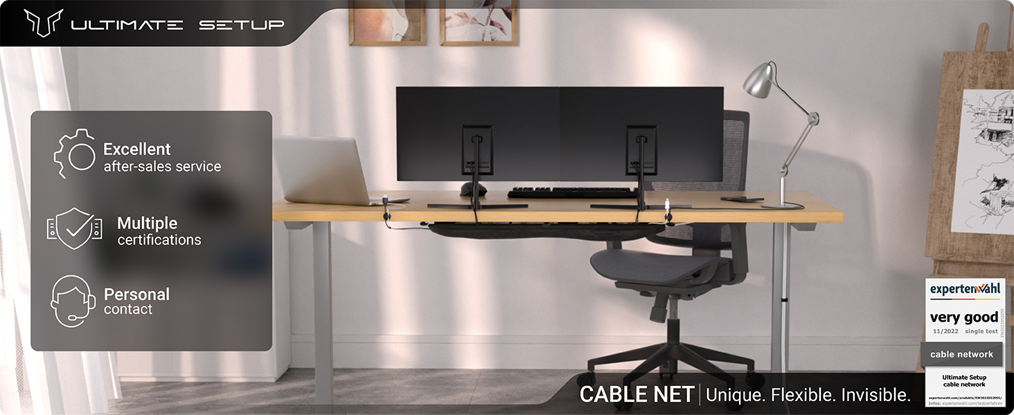 Cable management net under desk