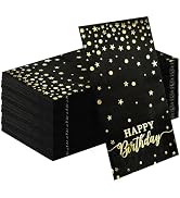 HEIPINIUYE 50 Pieces 3-ply Happy Birthday Napkins Disposable Black and Gold Birthday Dinner Napki...