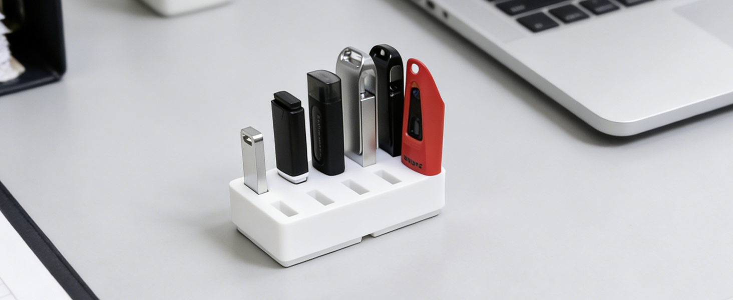 JBOS 10 Slot USB Flash Drive Holder Stand, Desktop Organizer Rack for Memory Sticks