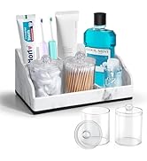 TuCao Marble Bathroom Countertop Organizer, Toothbrush Holders for Bathroom with 2PCS Qtip Holder...