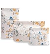 LYDZTION 3PCS Small Makeup Bag for Purse Waterproof Leather Bag for Women, Artistic Flower Elasti...