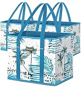 BALEINE 3Pk Reusable Grocery Bags, Foldable Shopping Bags for Groceries with Reinforced Bottom & ...