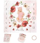 KooKooBaby Monthly Baby Milestone Blanket,47"x47" Premium Fleece Baby Monthly Milestone Blanket f...