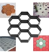 LIUCOGXI 11.8" x 11.8" Reusable Concrete Forms Hexagon,Walk Path Maker Pavement DIY Stepping Ston...