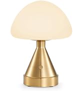 INTELIVE Small Cordless Mushroom Lamp, Mini Rechargeable Battery Powered Night Light, Touch Contr...