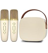 IROO Mini Karaoke Machine with 2 Wireless Microphone,Bluetooth Speaker for Kids and Adults,Gifts ...