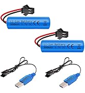 VICMILE 3.7V 800mah Li-ion Battery 2Pack with USB Chargers SM-2P Plug RC Rechargeable Battery Com...