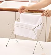 Stainless Steel Home Kitchen Countertop Dishcloth Towel Drying Rack, 6arms, Compact Foldable Design