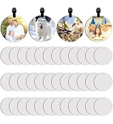30 Pcs Sublimation Luggage Tag Blanks Round Bulk with Belt MDF Sublimation Bag Tags Blanks Heat T...