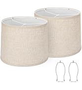Lampshades Set of 2, Drum Lampshades 11.6" Top x 12.6" Bottom x 9.8" High, Seaside village Medium...