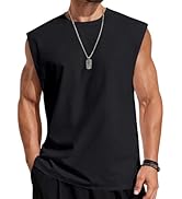COOFANDY Mens Sleeveless Shirts Cotton Workout Tank Tops Cut Off Shirts Gym Muscle Loose Fit Tee