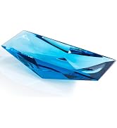 KAMMAK Crystal Glass Fruit Bowl, Luxury Centerpiece Glass Bowl, Hand Blown Decorative Dessert Pla...