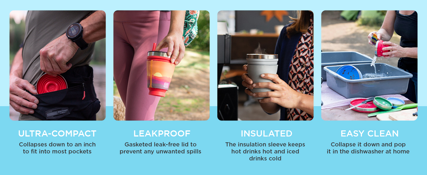 hot and cold tumbler insulated coffee tumbler camping coffee collapsible travel cup portable cup