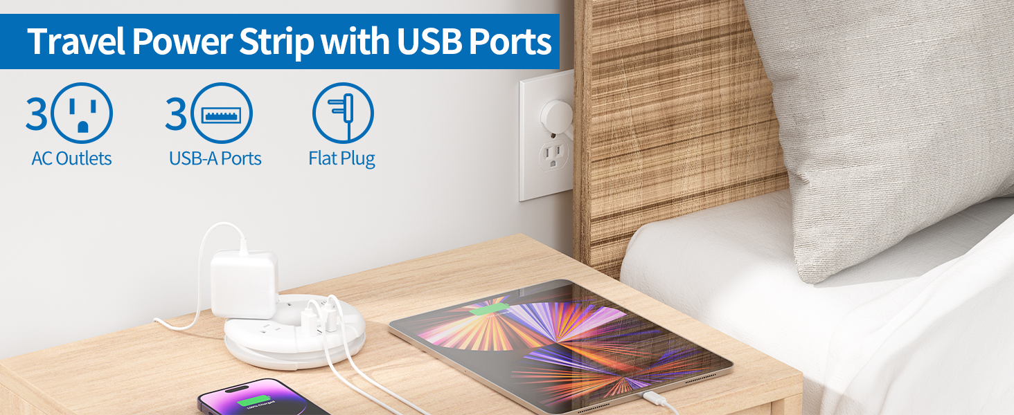 Travel Power Strip with USB ports