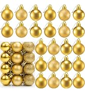 24 Count Mini Gold Ornaments for Small Christmas Tree, Gold Christmas Tree Ornaments Balls for Tr...