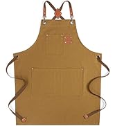 Cardkiss Chef Aprons for Men Women with Large Pockets, Cotton Canvas Water Repellent Kitchen Apro...
