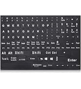 Universal English Keyboard Stickers, Large Computer Laptop Replacement Keyboard Stickers Black Ba...