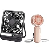 BIVBTP 28H 8000mAh 7-Inch Ultra-Thin Portable Travel Fan+10H 3600mAh High Speed Handheld Fan