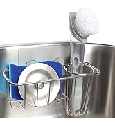 HULISEN 3-in-1 Sponge Holder for Kitchen Sink with Dish Brush Holder, Stainless Steel Caddy for S...