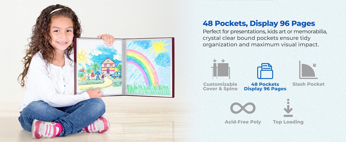 Dunwell Presentation Book 8.5x11 - 48 Pockets, Display 96 Pages