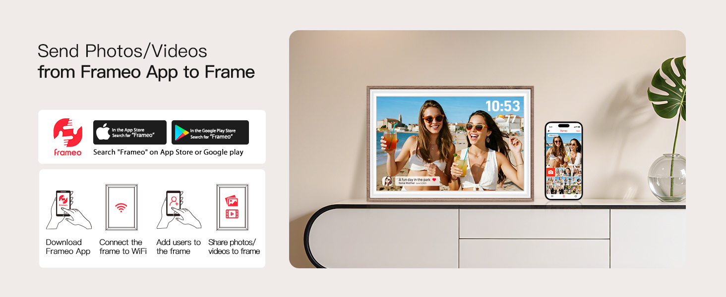 frameo digital frame wifi picture photo video share moment from phone