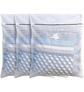 FOYERNUAGE 3pcs PREMIUM Honeycomb Mesh Laundry Bags with Zipper, Travel Storage Organize Bags, Wa...