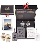 Mr and Mrs Luggage Tags-Passport Holder, Bridal Shower Gifts for Honeymoon, Wedding Gifts for Cou...