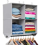 HOLDN’ STORAGE - 4 Shelf Hanging Closet Organizer with Metal Rod - Bamboo Inserted, Holds up to 2...