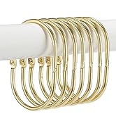 Goowin Shower Curtain Rings, 12 Pcs Shower Curtain Hooks, Oval Snap Shower Rings for Curtain, Met...