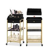 NauwaBarn Large Makeup Organizer Cart with Hair Tool Holder, Rolling Makeup Cart with Drawer, 2-i...