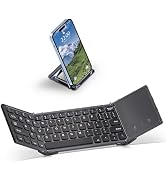 Foldable Bluetooth Keyboard with Full-Size Touchpad, Ultra Slim Portable Wireless Keyboard with R...